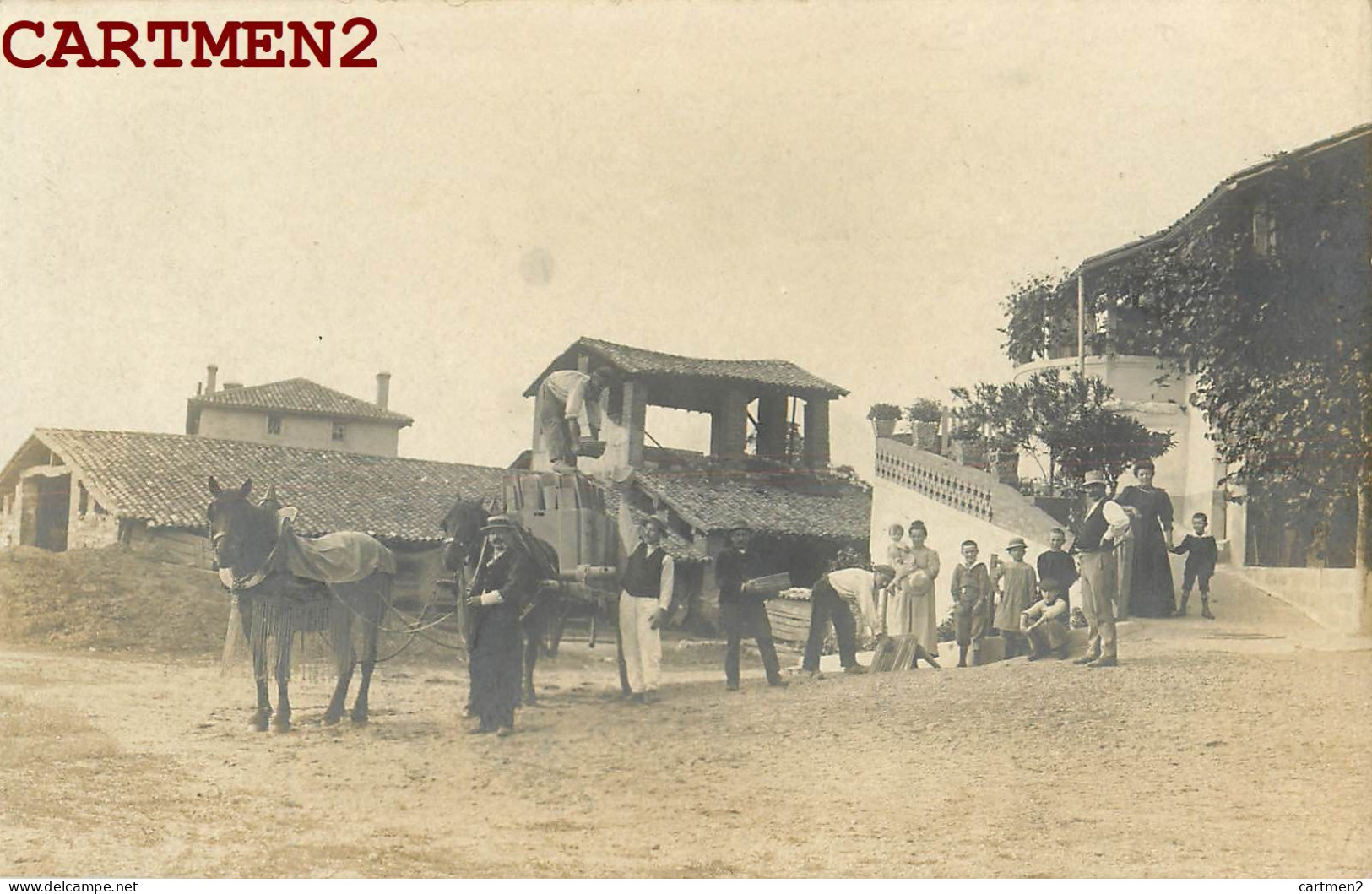 RARE CARTE PHOTO : PARCIEUX TUILERIE BONNAUD ATTELAGE METIER INDUSTRIE USINE 01 AIN - Non Classés