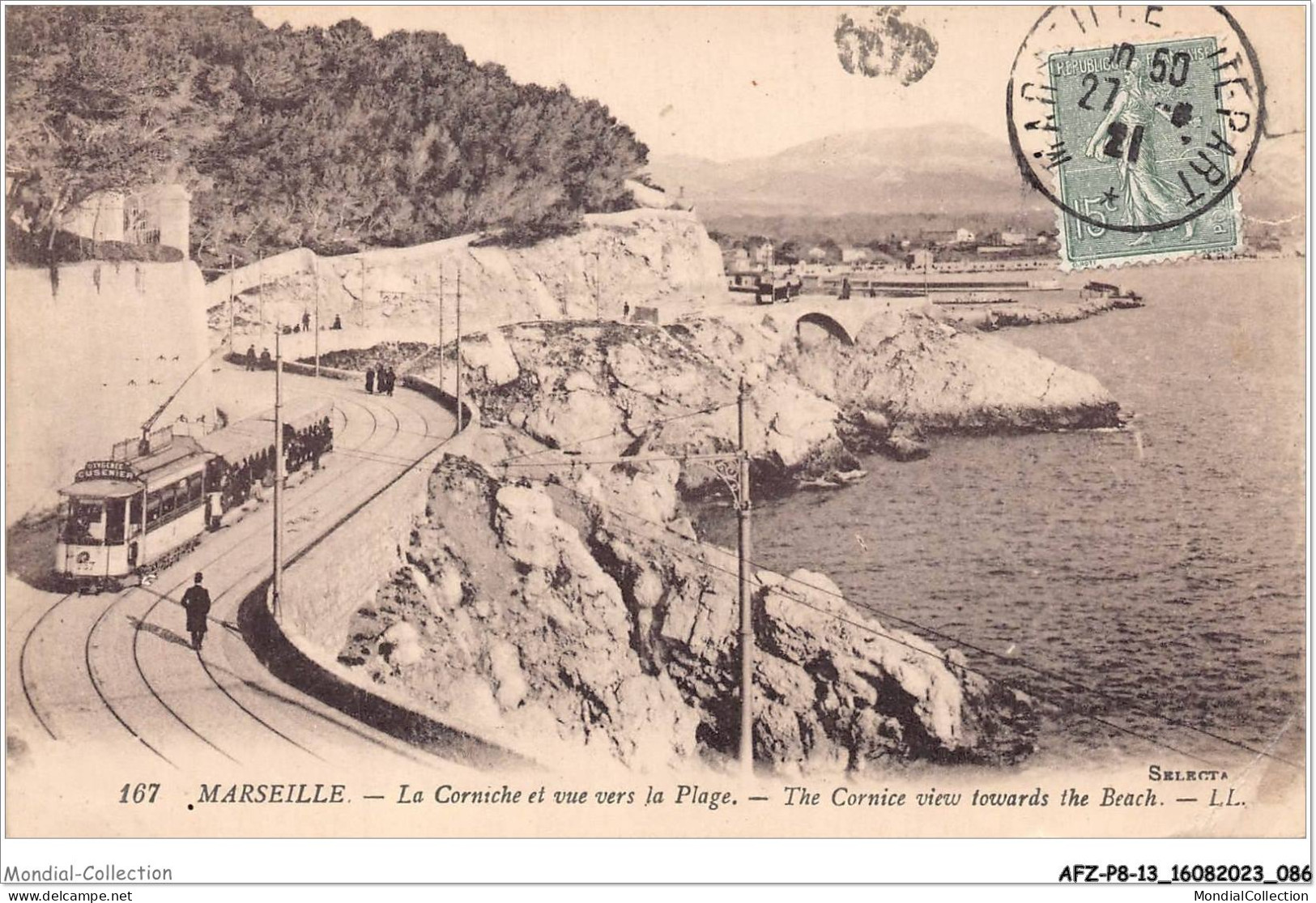 AFZP8-13-0631 - MARSEILLE - La Corniche Et Vue Vers La Plage - Endoume, Roucas, Corniche, Plages