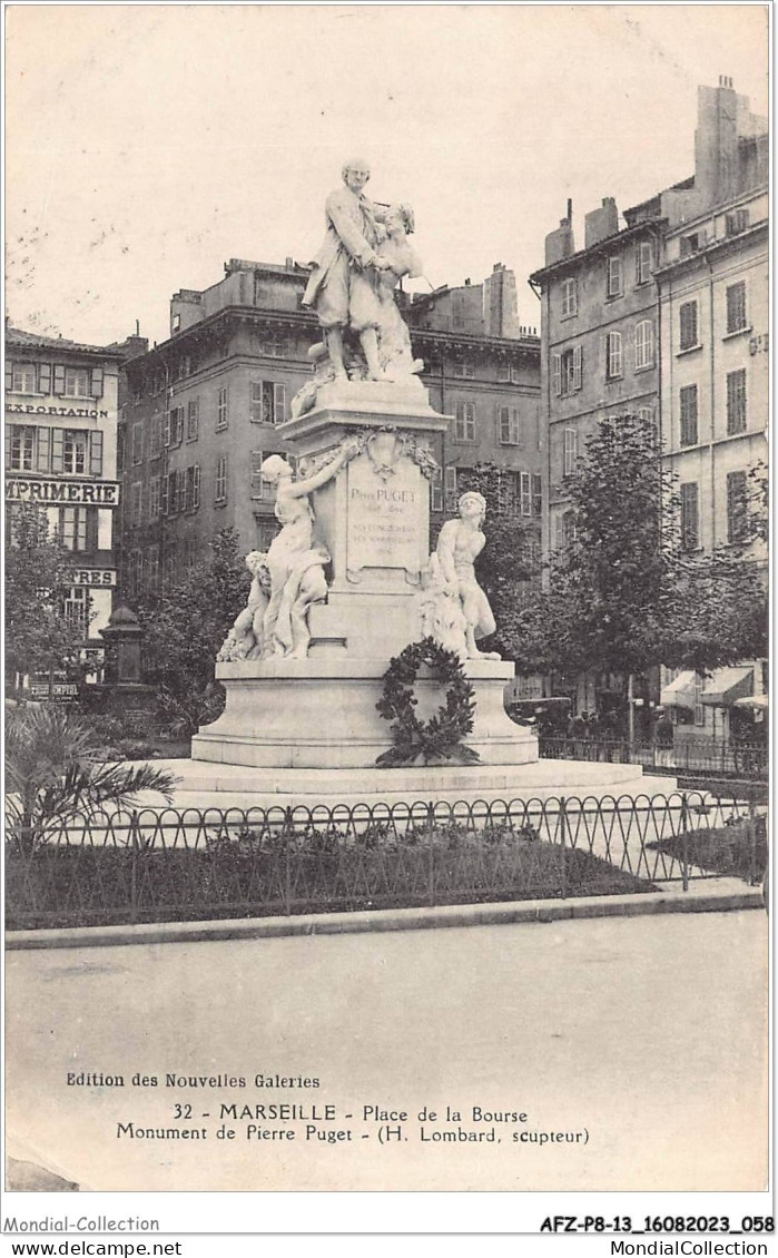 AFZP8-13-0617 - MARSEILLE - Place De La Bourse - Monument De Pierre Puget - Monuments