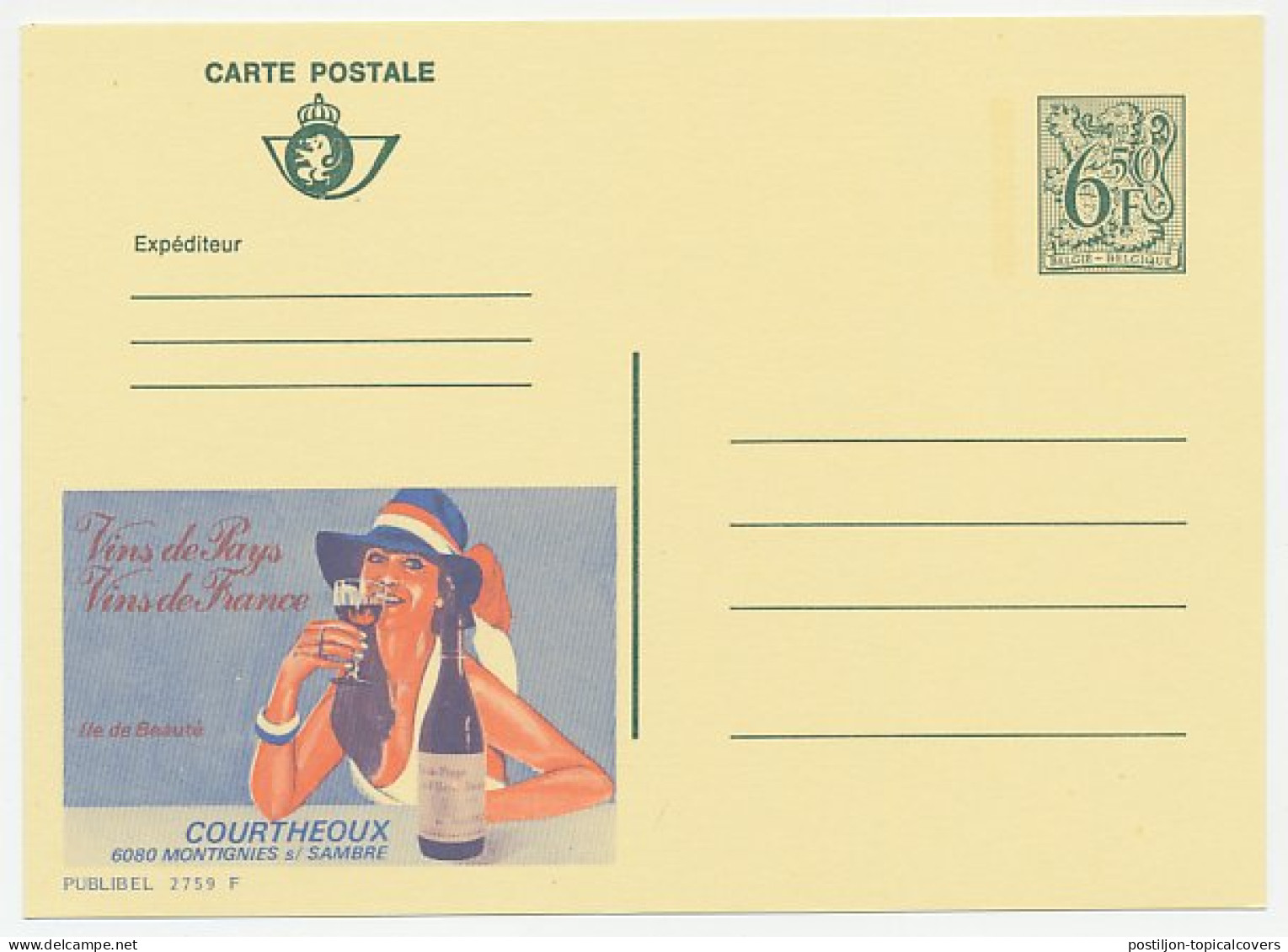 Publibel - Postal Stationery Belgium 1980 Wine - Wines & Alcohols