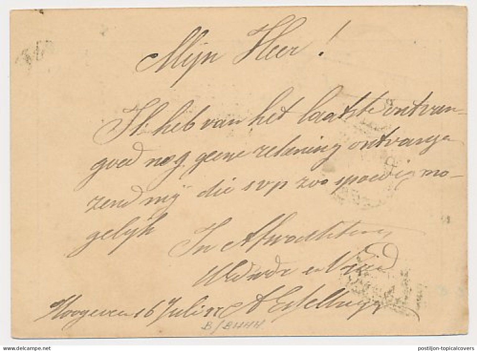 Trein Haltestempel Hoogeveen 1877 - Briefe U. Dokumente