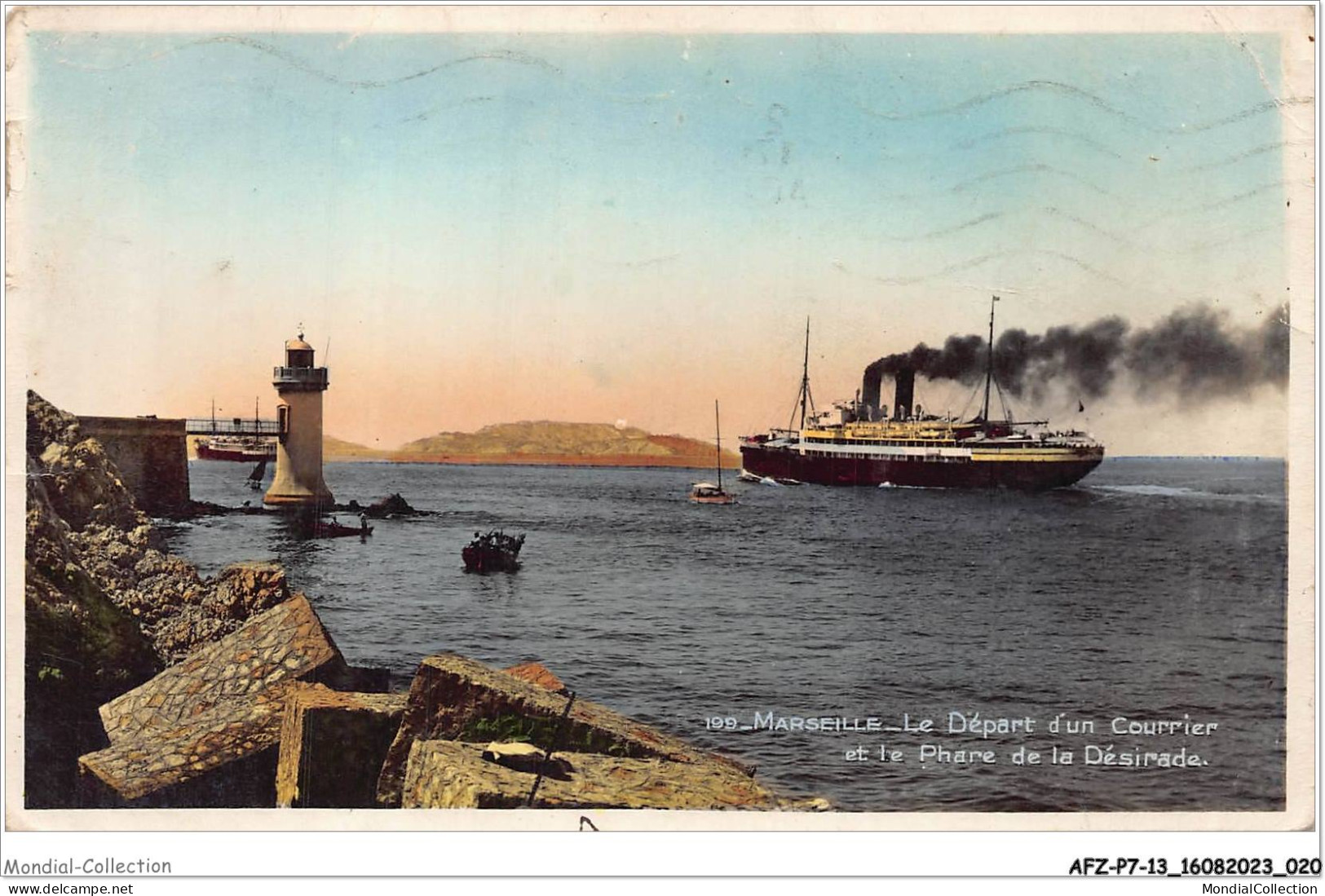 AFZP7-13-0525 - MARSEILLE - Le Départ D'un Courrier Et Le Phare De La Désirade - Joliette, Port Area