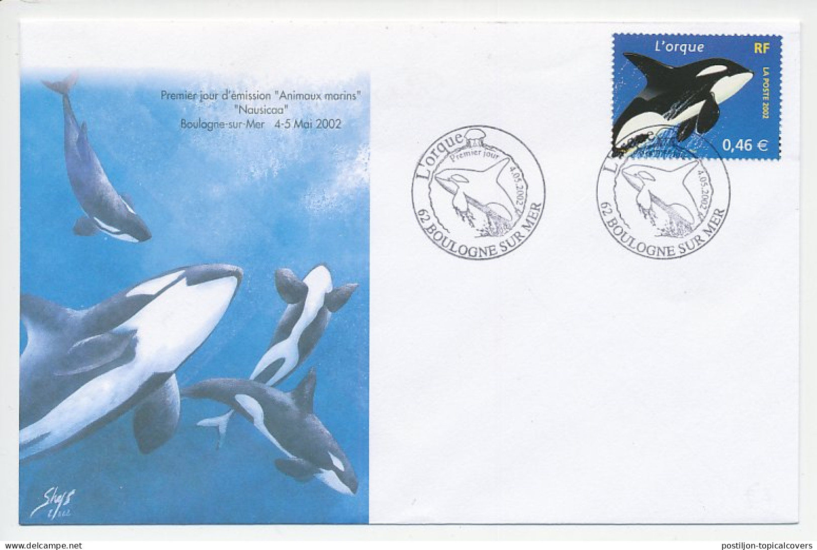 Cover / Postmark France 2002 Killer Whale - Orche - Other & Unclassified