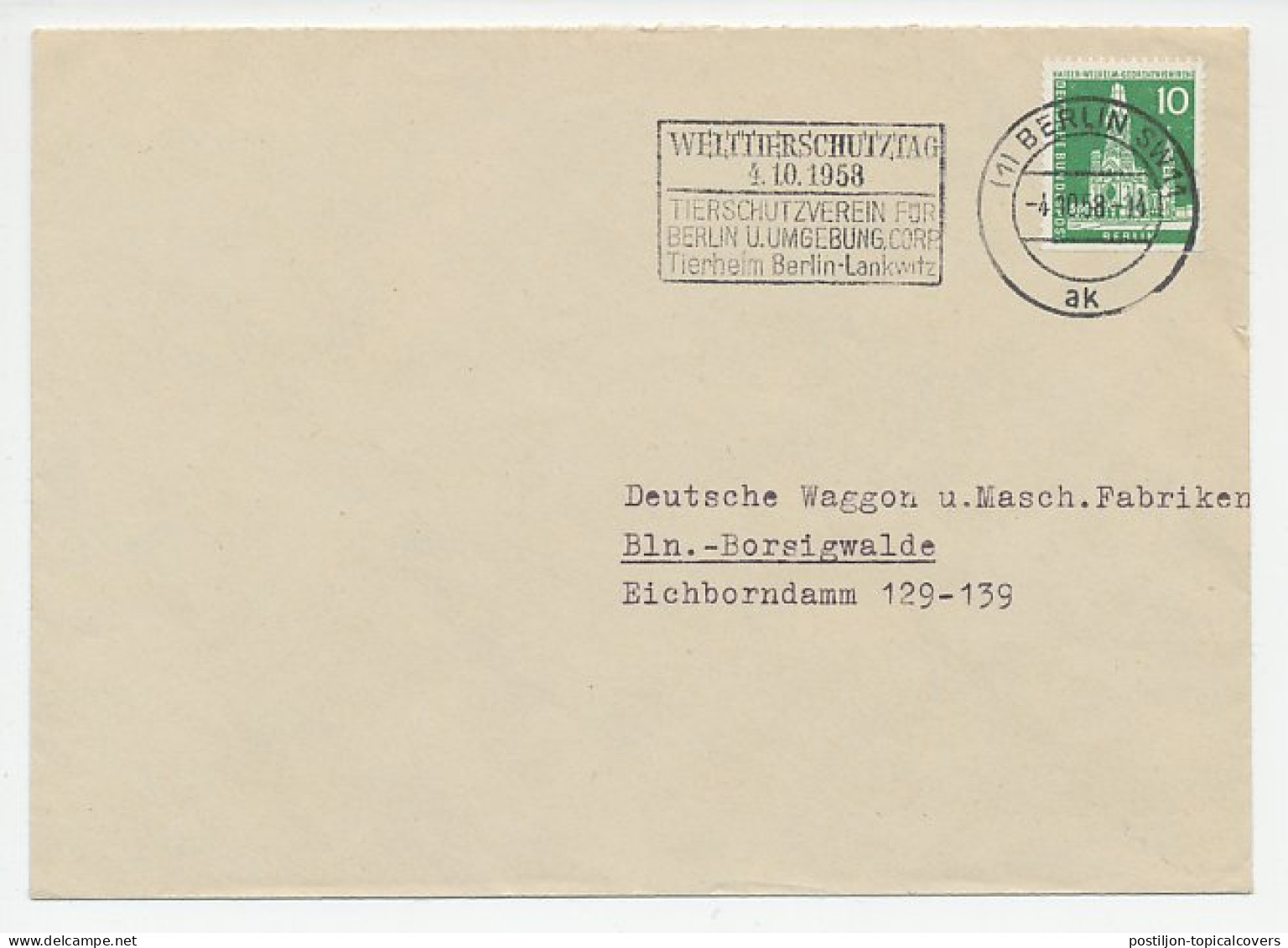 Cover / Postmark Germany 1958 World Wildlife Day - Other & Unclassified