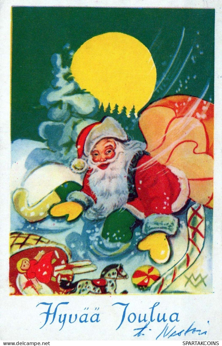 BABBO NATALE Buon Anno Natale Vintage Cartolina CPSMPF #PKG367.IT - Santa Claus