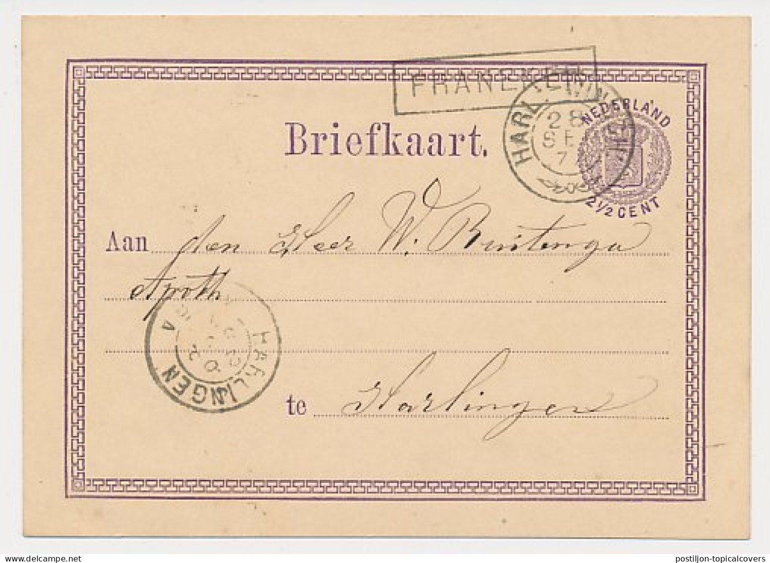 Trein Haltestempel Franeker 1874 - Cartas & Documentos