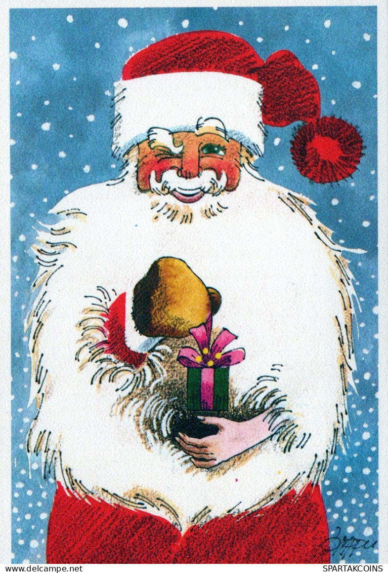 BABBO NATALE Buon Anno Natale Vintage Cartolina CPSM #PBO059.IT - Santa Claus