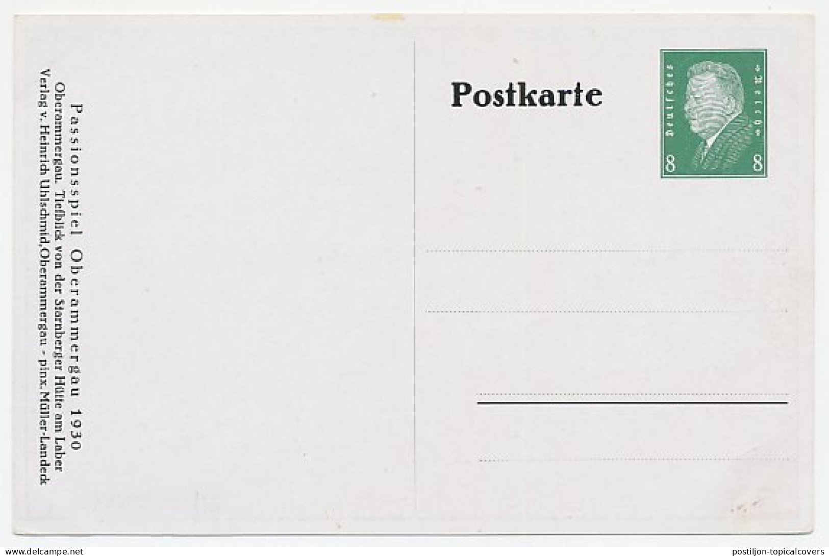 Postal Stationery Germany 1930 Mountain - Valley - Passion Play Oberammergau - Autres & Non Classés