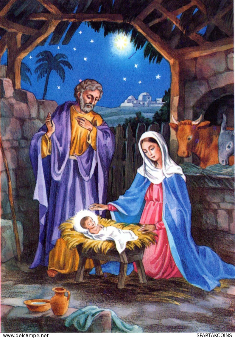 Vergine Maria Madonna Gesù Bambino Natale Religione Vintage Cartolina CPSM #PBB923.IT - Jungfräuliche Marie Und Madona