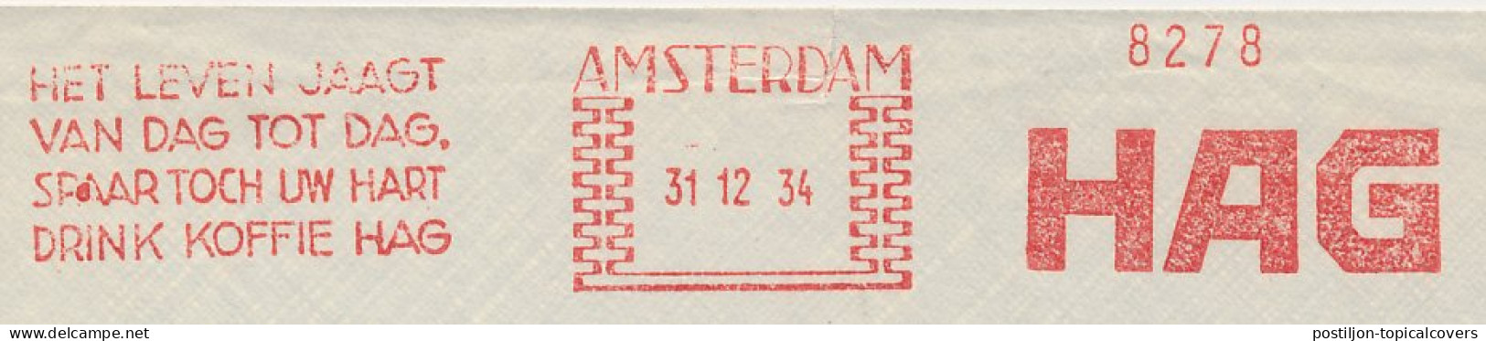 Meter Cover Netherlands 1934 Coffee - Hag - Amsterdam - Other & Unclassified