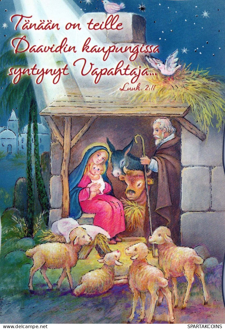 Vergine Maria Madonna Gesù Bambino Natale Religione Vintage Cartolina CPSM #PBB729.IT - Vierge Marie & Madones
