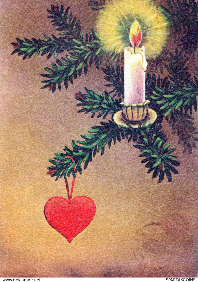 Buon Anno Natale CANDELA Vintage Cartolina CPSM #PBA376.IT - Nouvel An