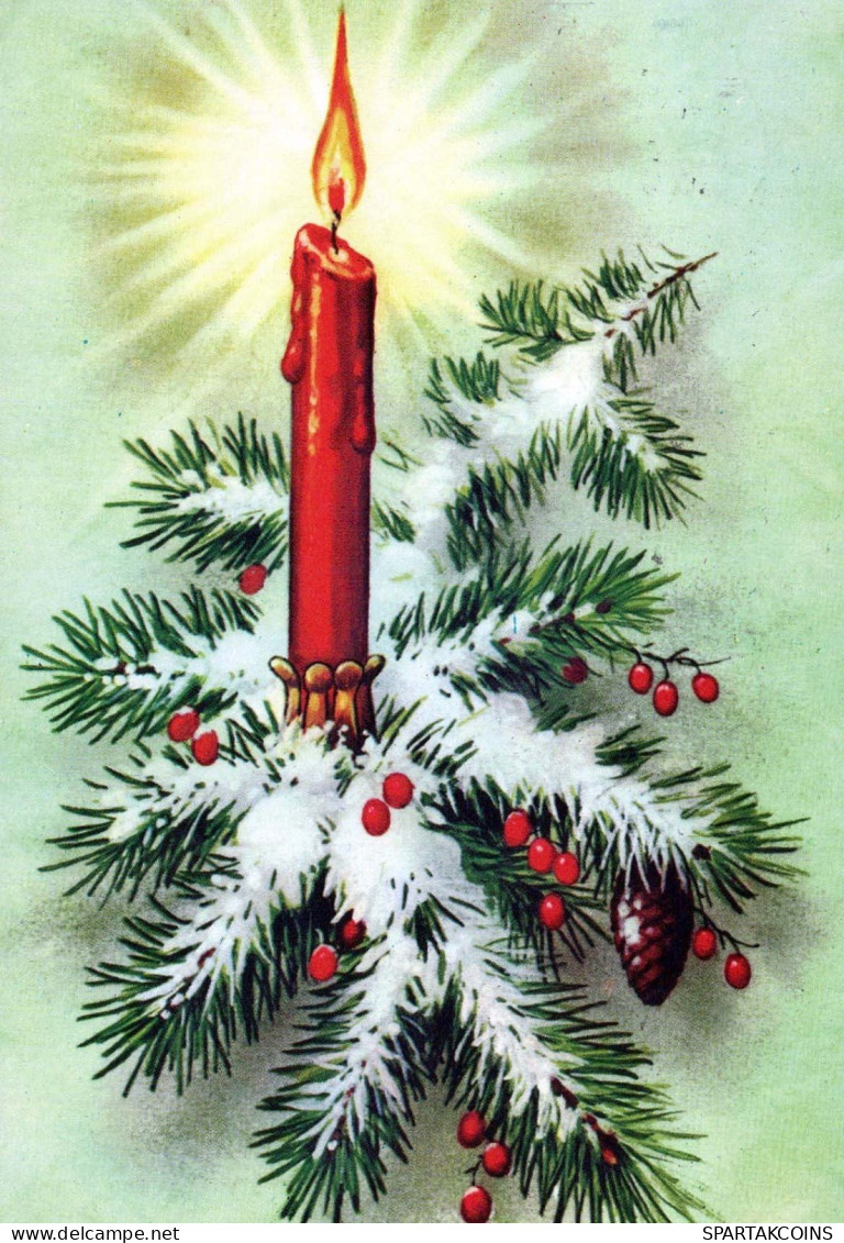 Buon Anno Natale CANDELA Vintage Cartolina CPSM #PBA011.IT - Nouvel An