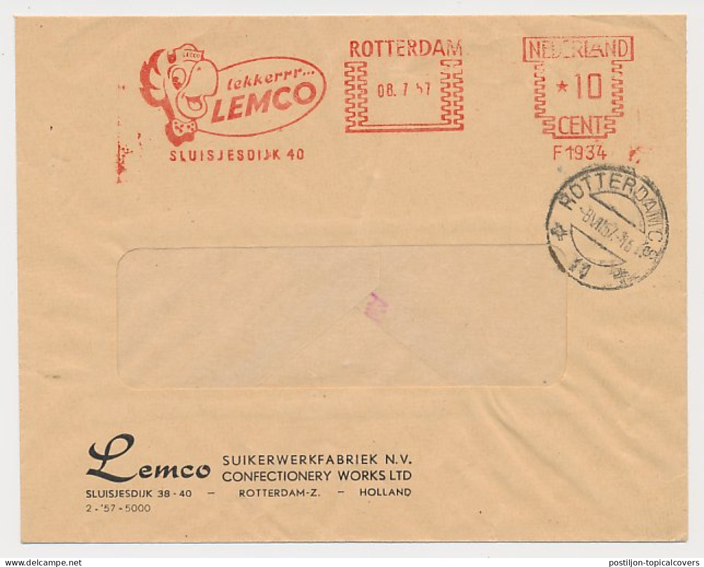 Meter Cover Netherlands 1957 Bird - Parrot - Autres & Non Classés