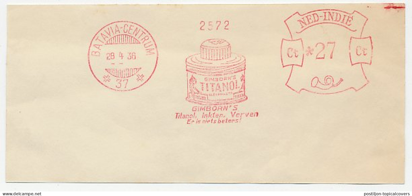 Meter Cut Netherlands Indie 1936 Glue - Titanol - Gimborn - Unclassified