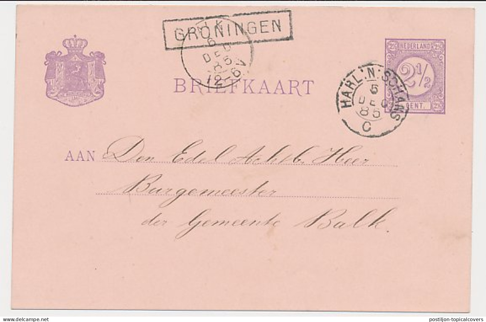 Trein Haltestempel Groningen 1885 - Briefe U. Dokumente