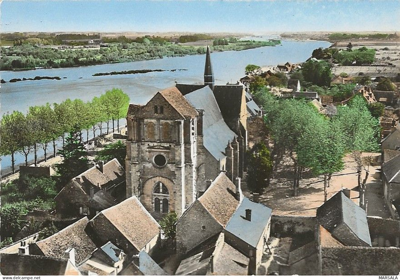 CPSM  Saint Dyé Sur Loire Façade De L'église Et Vue Panoramique - Autres & Non Classés