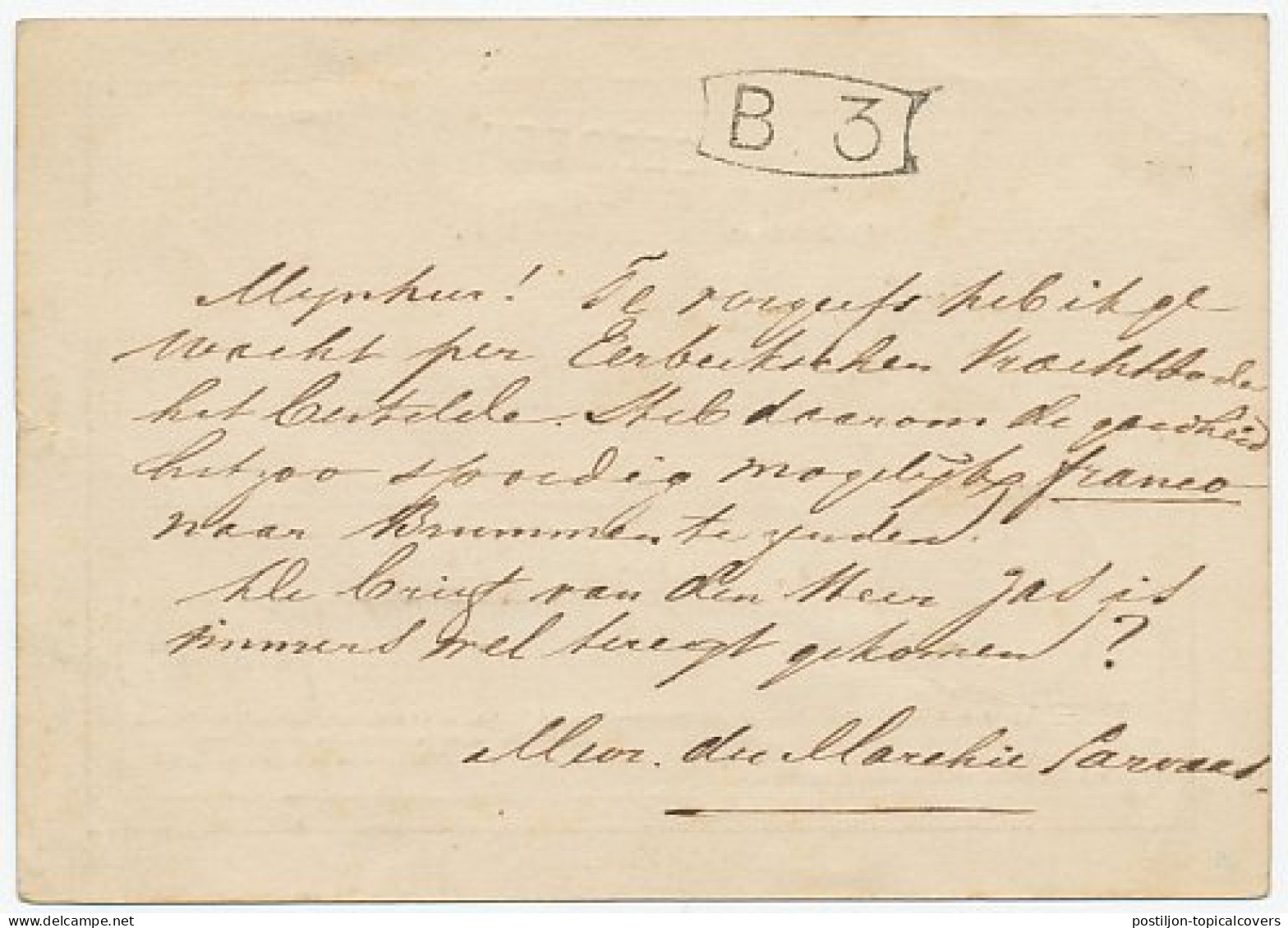 Naamstempel Eerbeek 1871 - Lettres & Documents