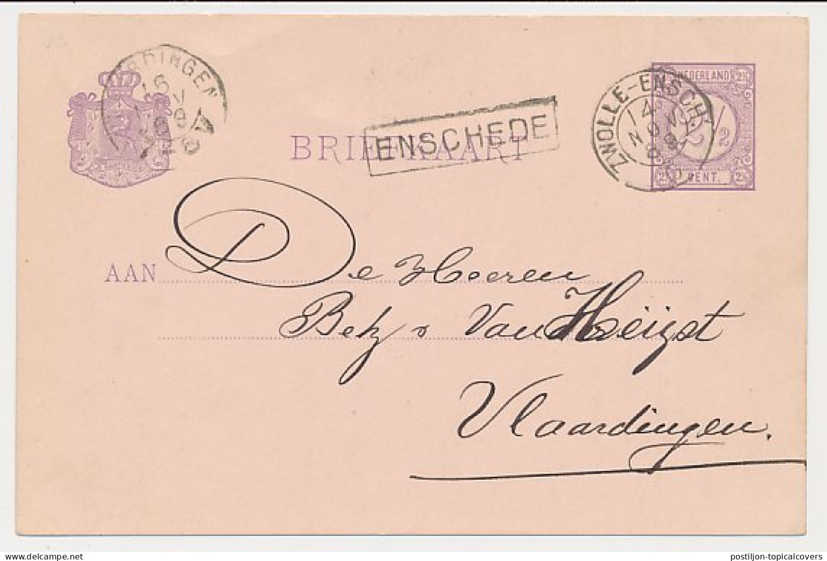 Trein Haltestempel Enschede 1889 - Briefe U. Dokumente