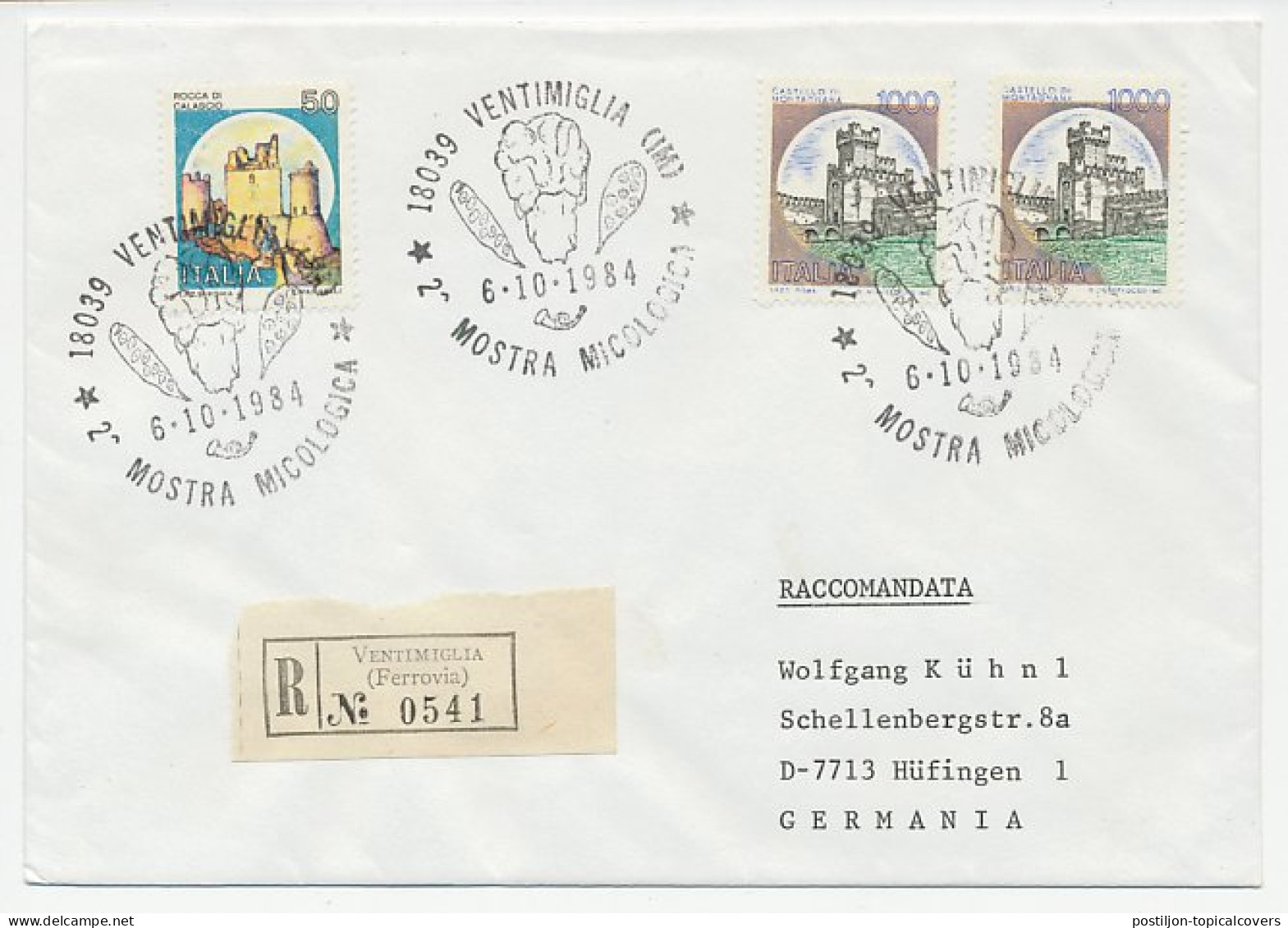 Registered Cover / Postmark Italy 1984 Mycological Exhibition - Champignons