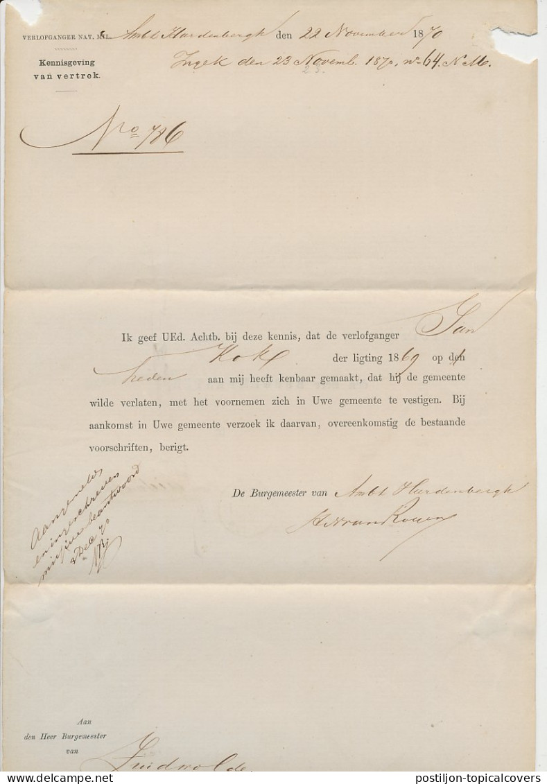 Naamstempel Hardenberg 1870  - Lettres & Documents