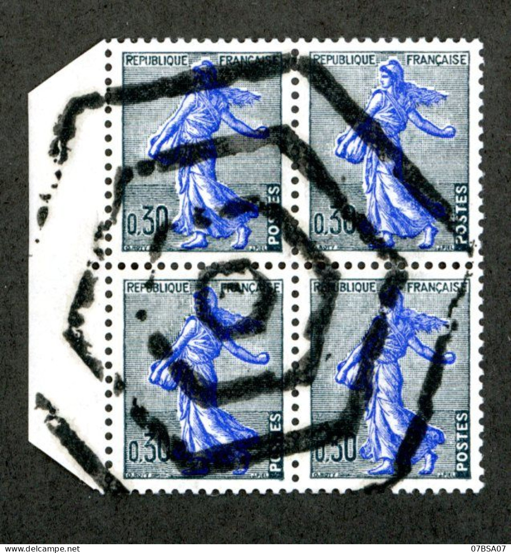 0.30 SEMEUSE PIEL ANNULATION CACHET MAIN ATELIER TIMBRES DUE A UNE PLANCHE FAUTEE 1234A BLOC DE 4 SCAN R° ET V° - 1961-....