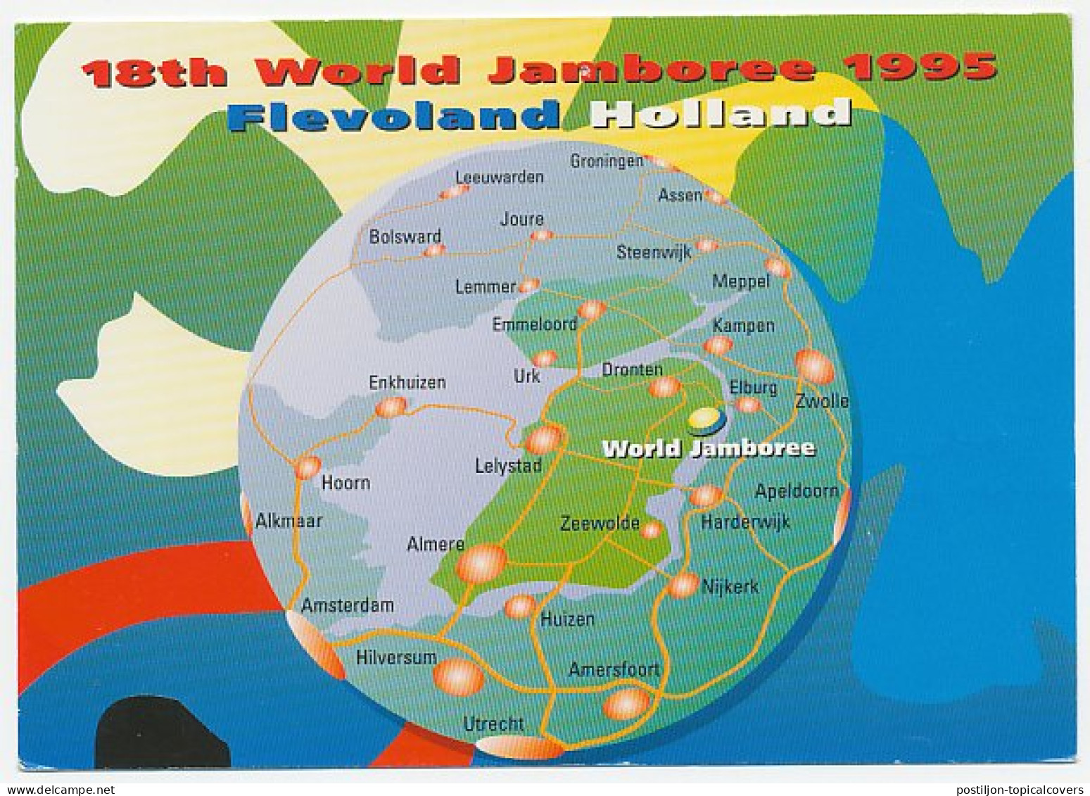 Postcard / Postmark Netherlands 1995 World Jamboree Dronten Flevoland  - Altri & Non Classificati