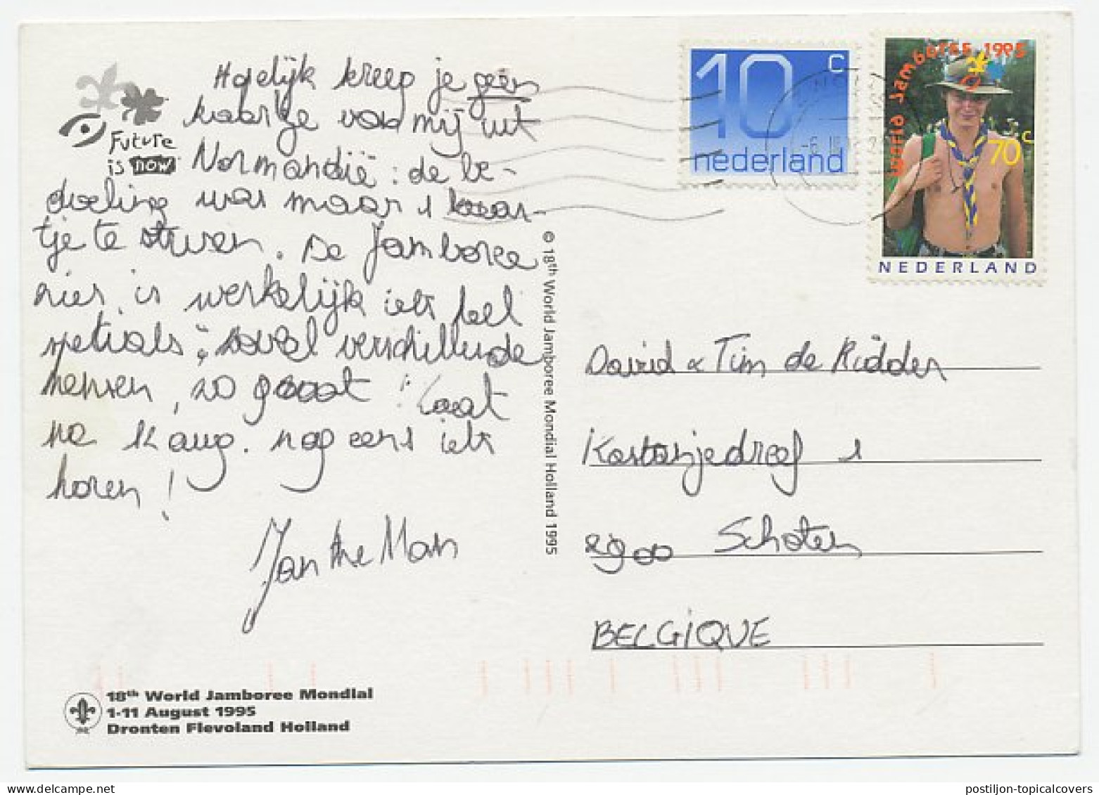Postcard / Postmark Netherlands 1995 World Jamboree Dronten Flevoland  - Sonstige & Ohne Zuordnung