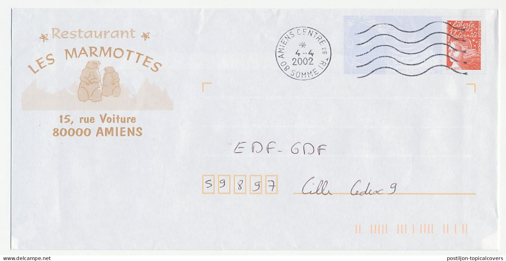 Postal Stationery / PAP France 2002 Marmots - Guinea Pigs - Autres & Non Classés