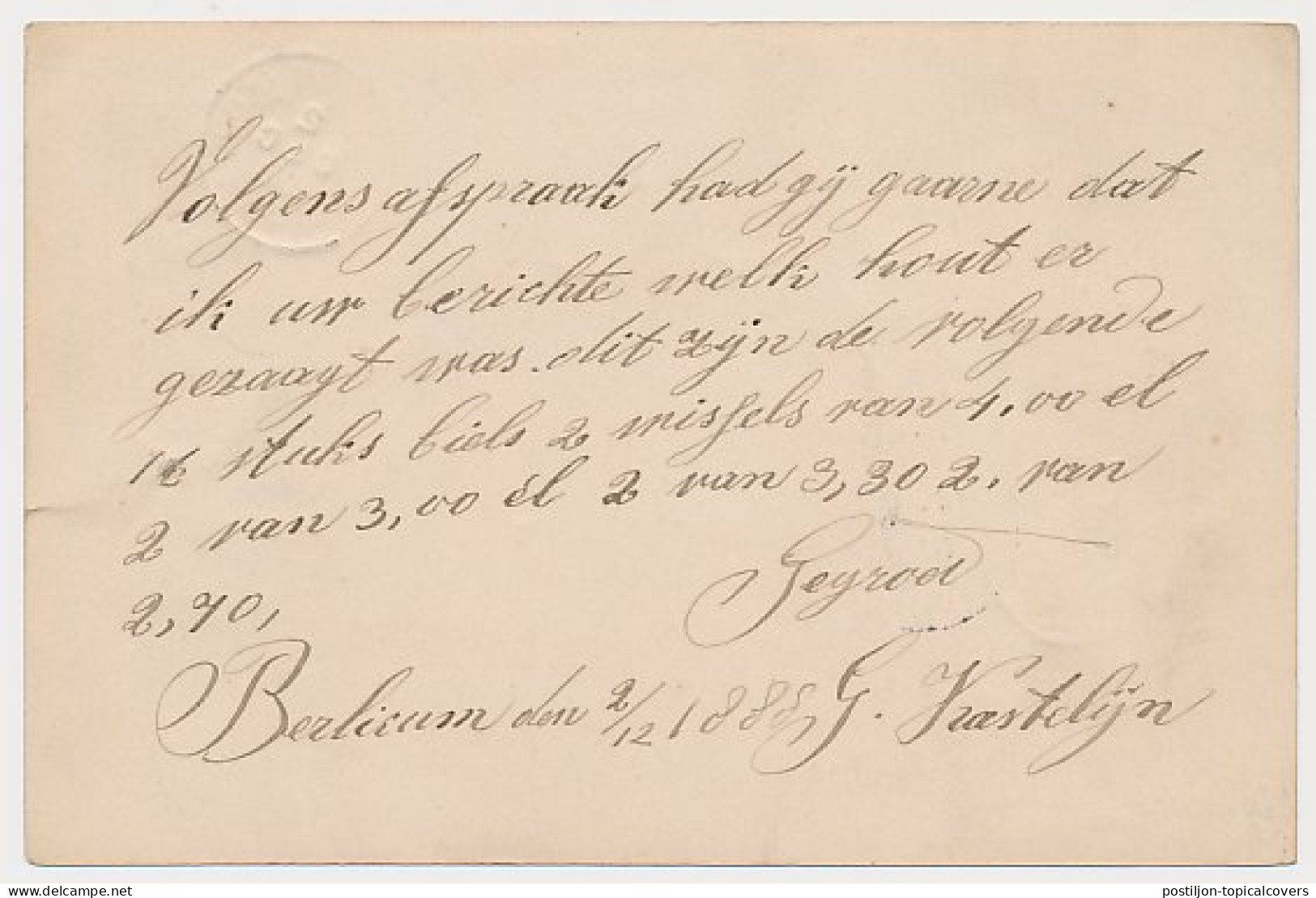 Kleinrondstempel Berlikum (N:B:) 1888 - Unclassified