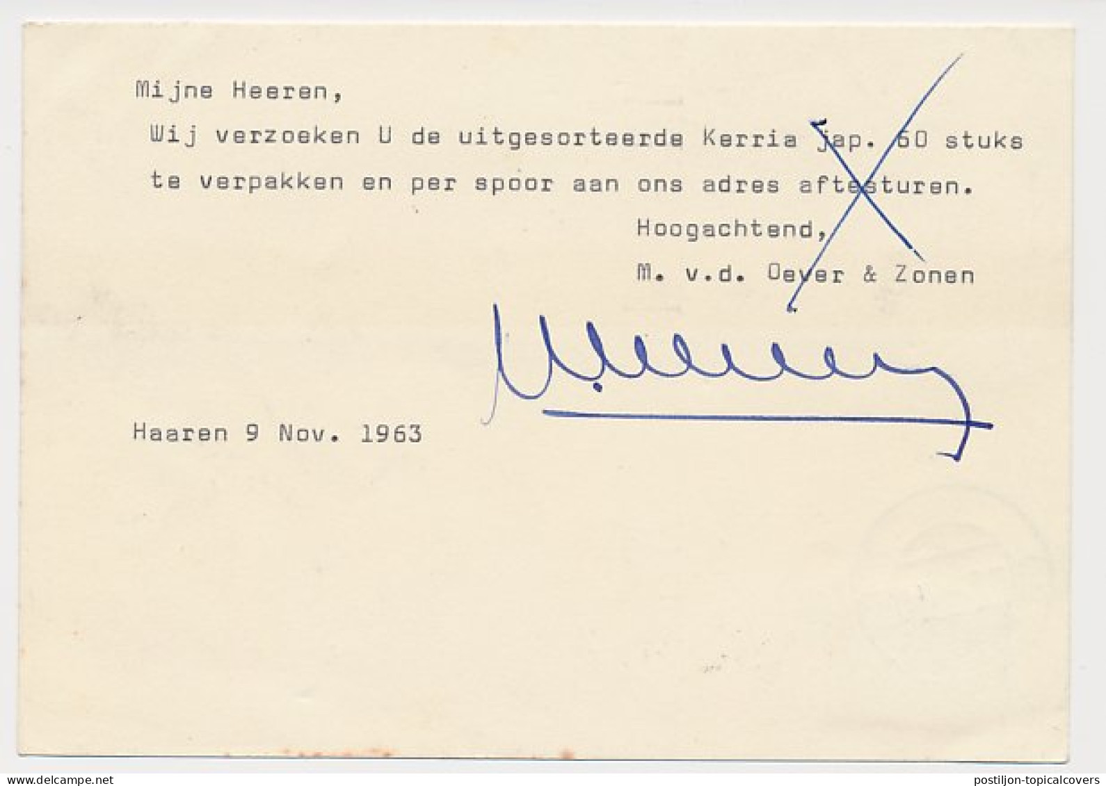 Firma Briefkaart Haaren 1963 - Boomkwekerij  - Unclassified