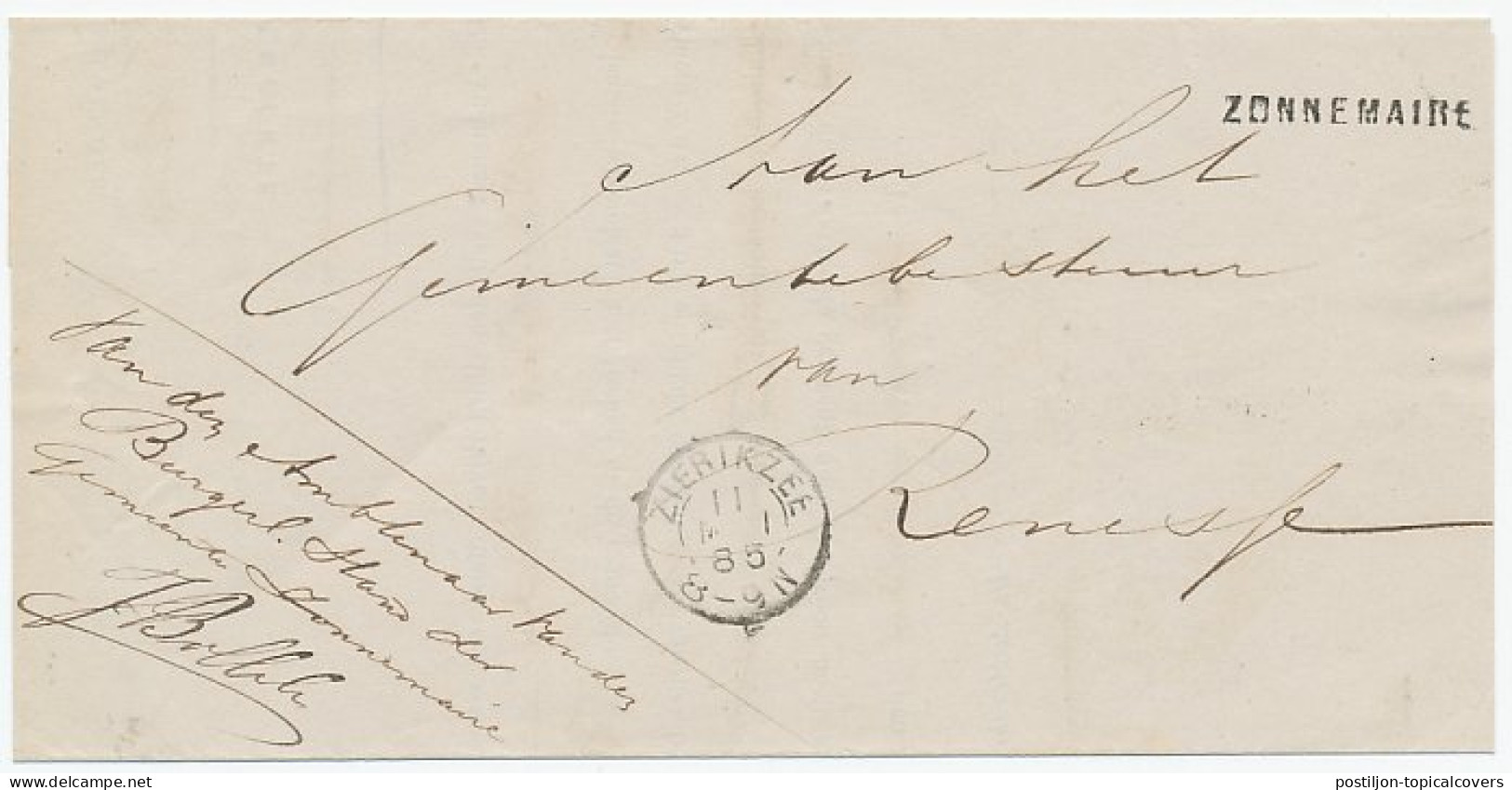 Naamstempel Zonnemaire 1885 - Lettres & Documents
