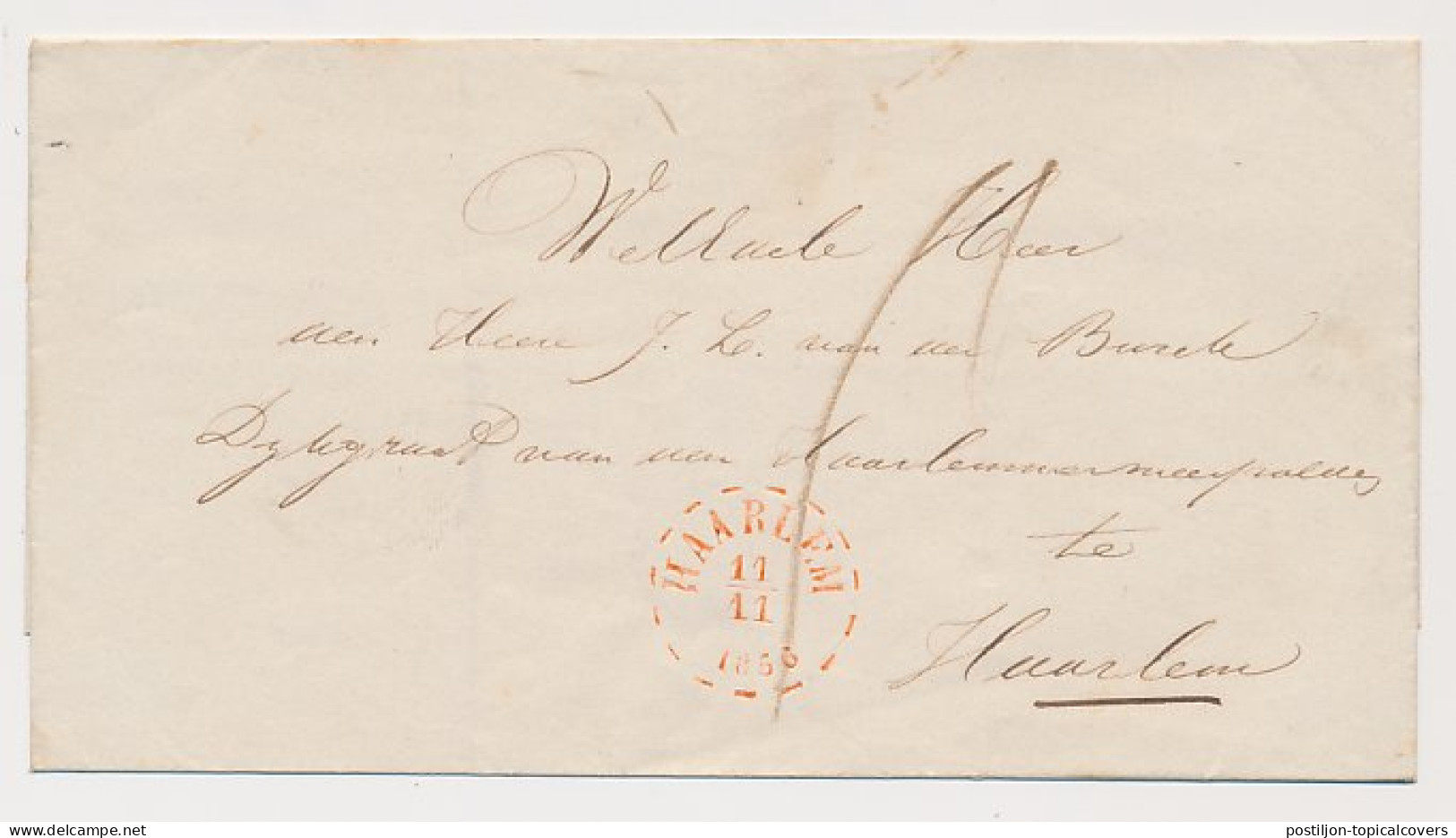 Houtryk Enz - Haarlem 1856 - Gebroken Ringstempel - Lettres & Documents