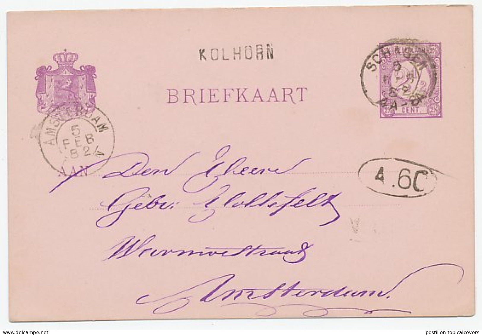 Naamstempel Kolhorn 1882 - Briefe U. Dokumente