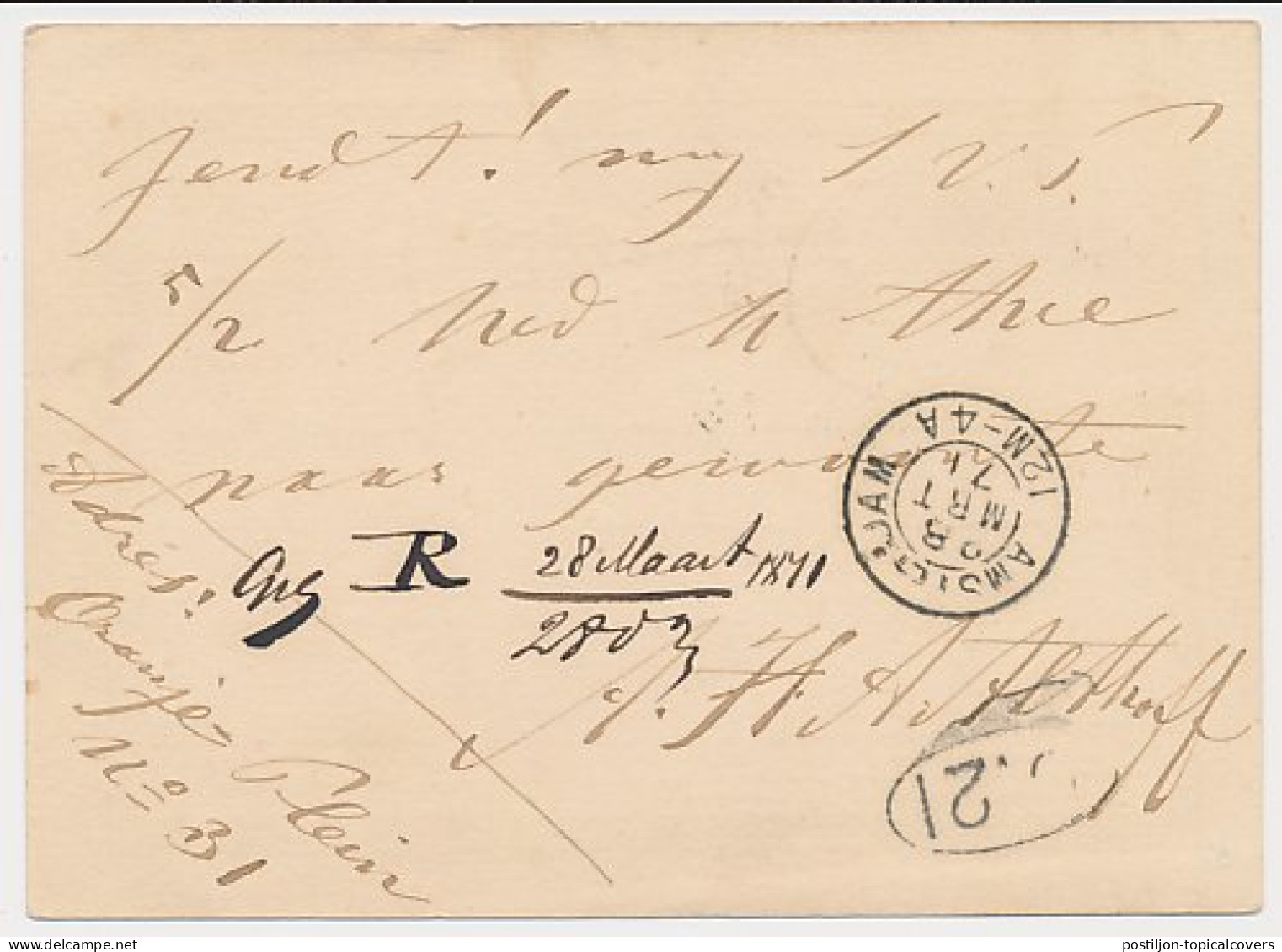 Trein Haltestempel S Gravenhage 1871 - Lettres & Documents