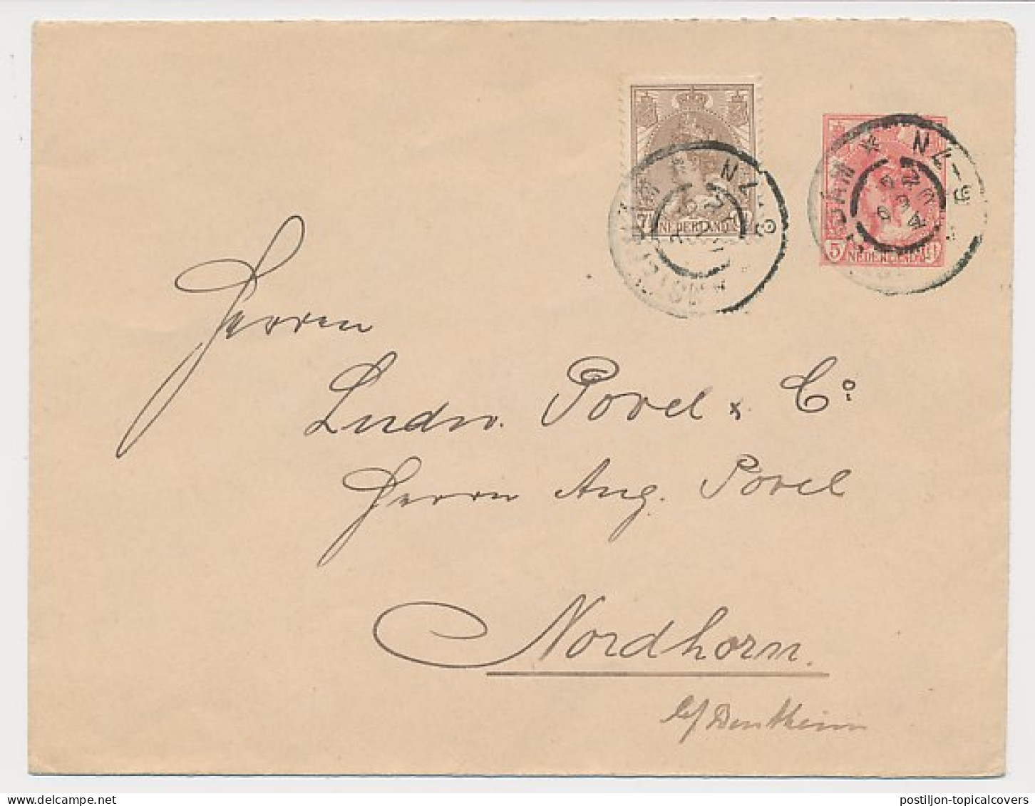 Envelop G. 8 A / Bijfrankering Amsterdam - Duitsland 1902 - Entiers Postaux