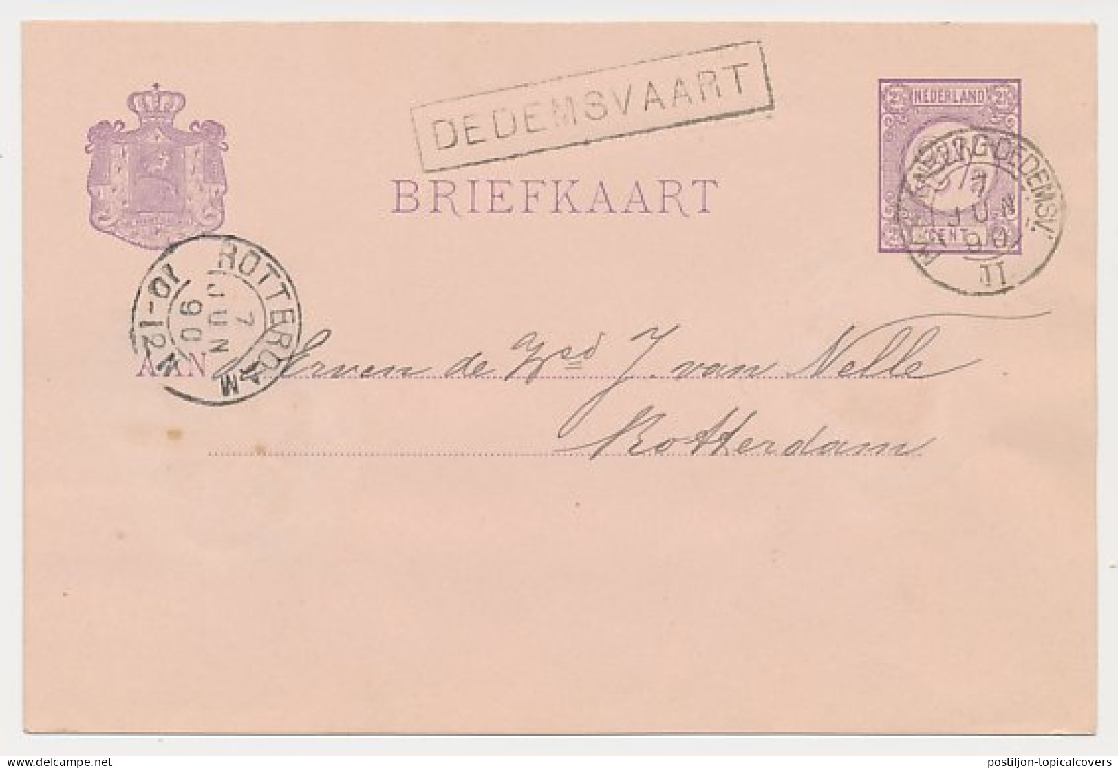 Trein Haltestempel Dedemsvaart 1890 - Lettres & Documents