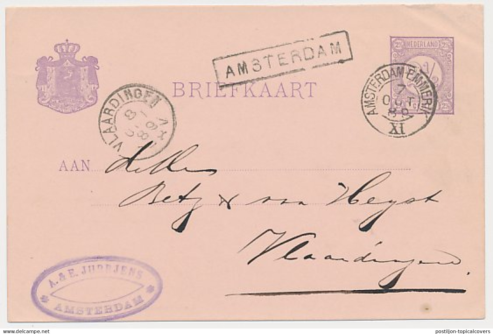 Trein Haltestempel Amsterdam 1889 - Lettres & Documents