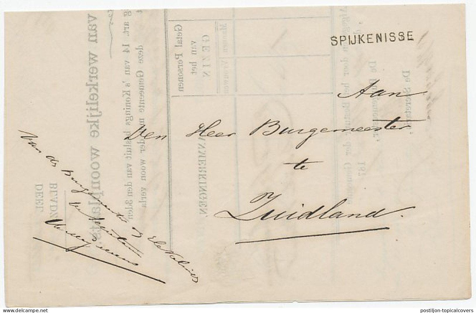 Naamstempel Spijkenisse 1877 - Lettres & Documents