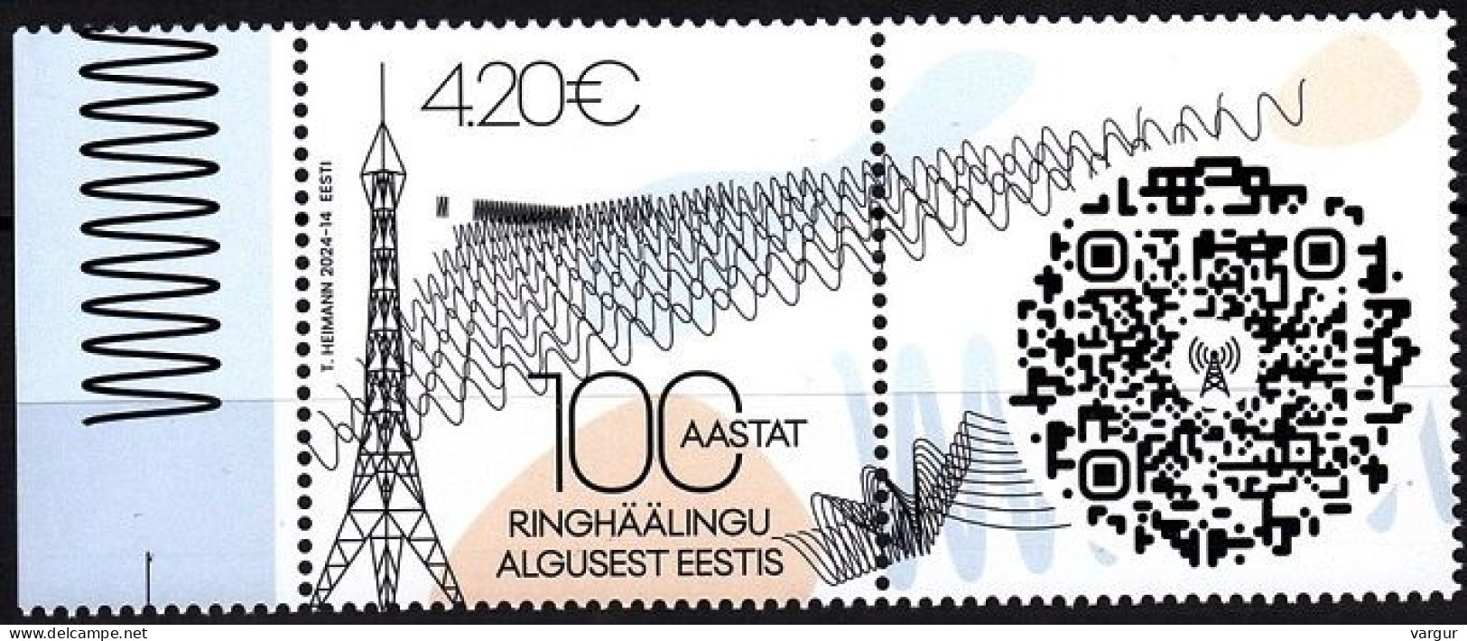 ESTONIA 2024-11 Mass Media: 1st Radio Broadcast - 100, Pair With Label, MNH - Telecom