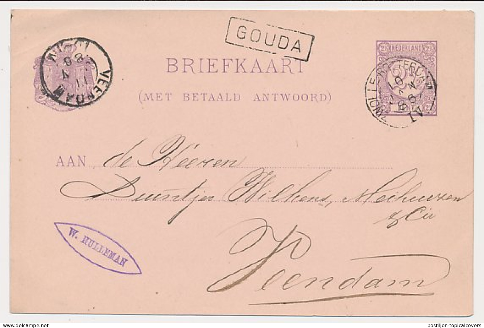 Trein Haltestempel Gouda 1886 - Briefe U. Dokumente