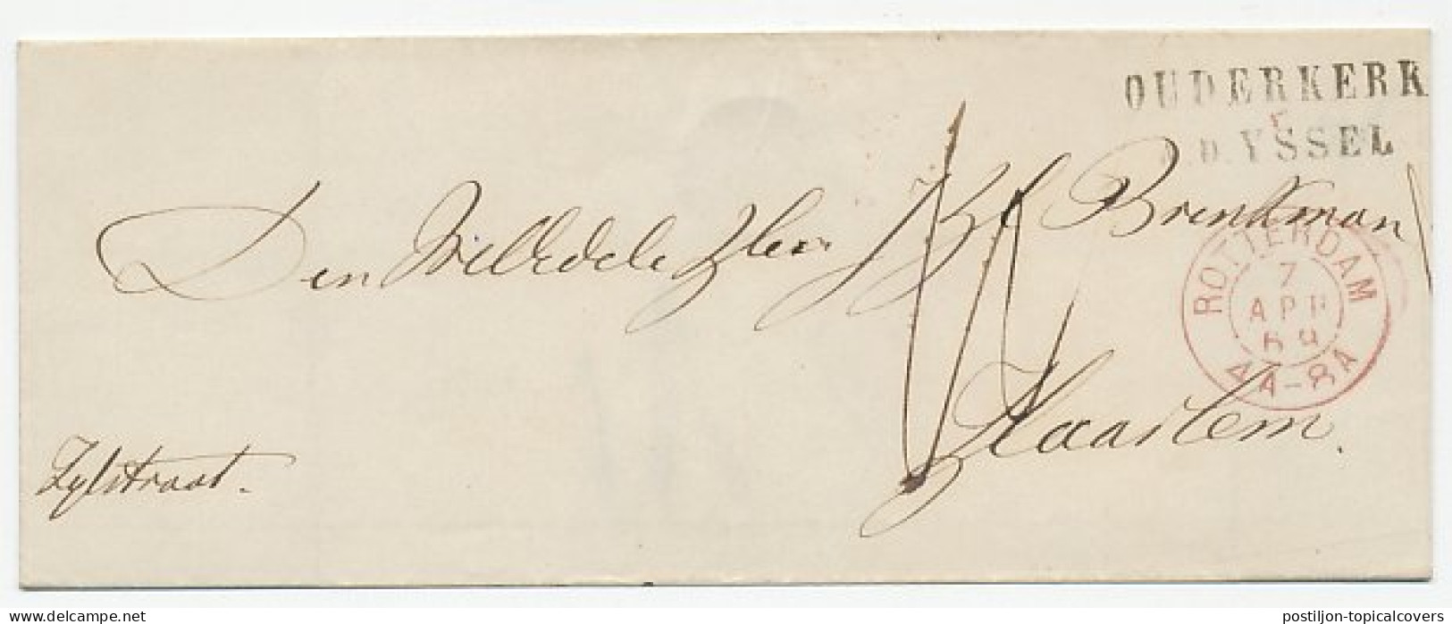 Naamstempel Ouderkerk A.D. Yssel 1869 - Lettres & Documents