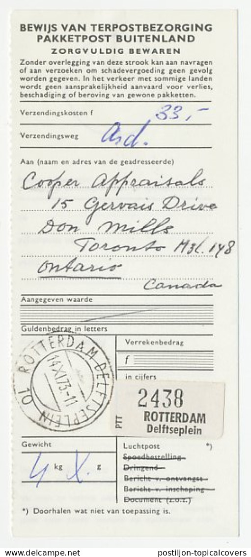 Rotterdam 1973 - Bewijs Van Terpostbezorging - Unclassified