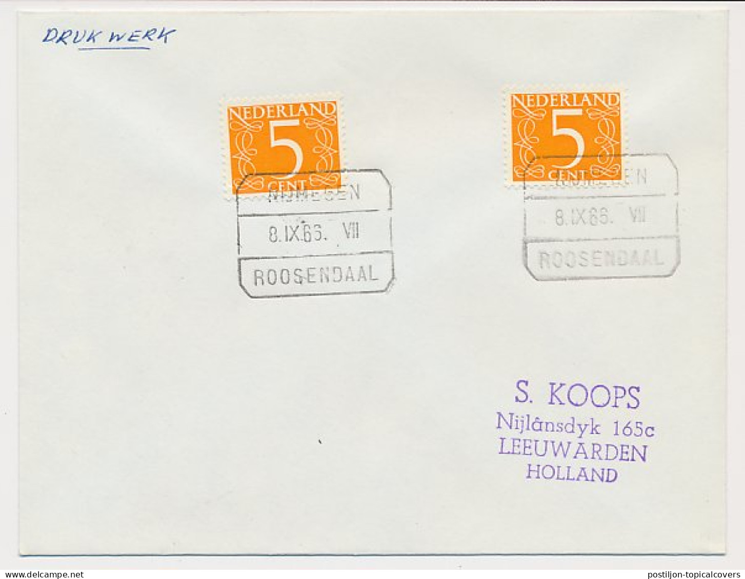Treinblokstempel : Nijmegen - Roosendaal VII 1966 - Non Classés