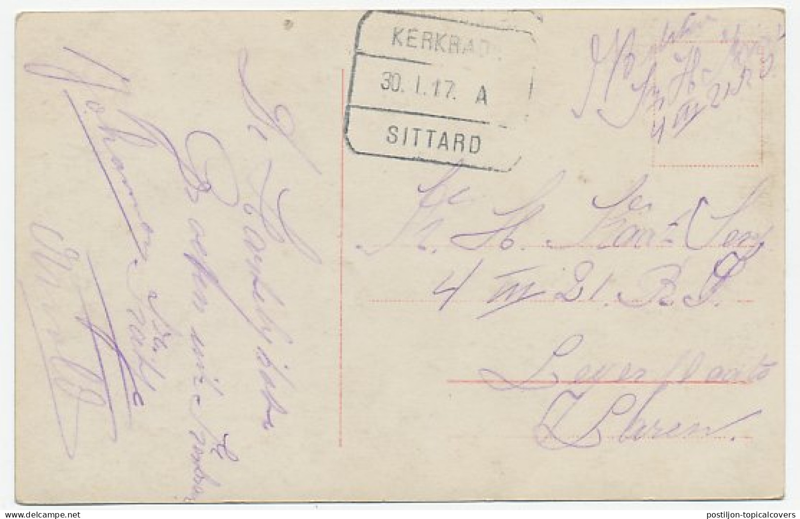 Treinblokstempel : Kerkrade - Sittard A 1917 - Zonder Classificatie