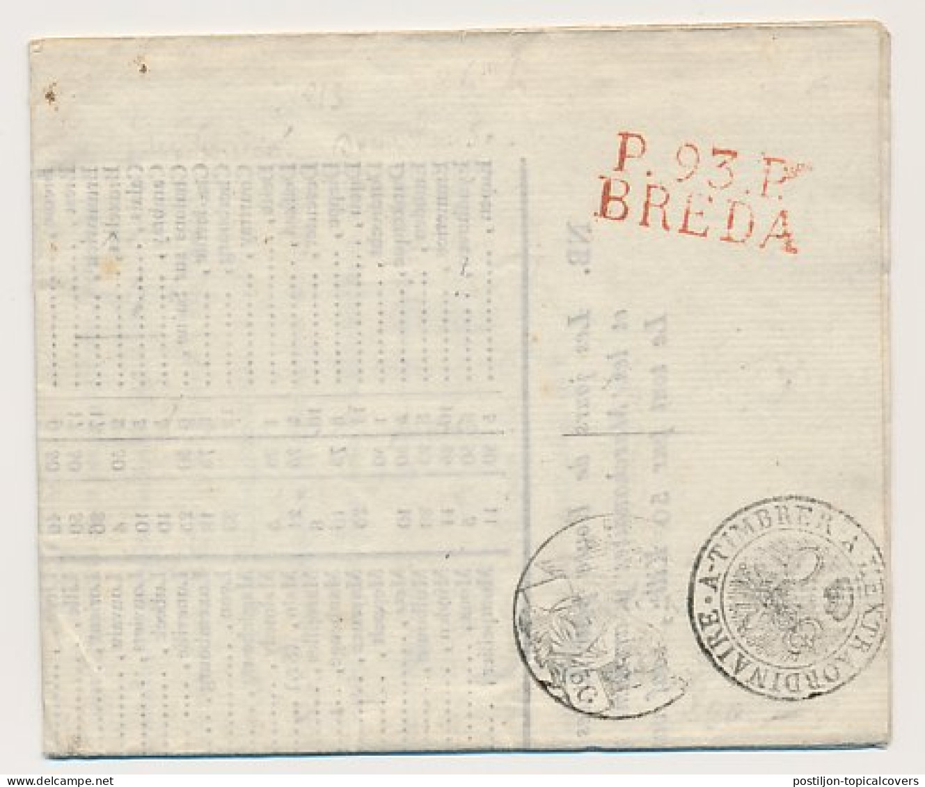 P.93.P. BREDA 1813 - Drukwerk / Fiscaal - ...-1852 Prephilately