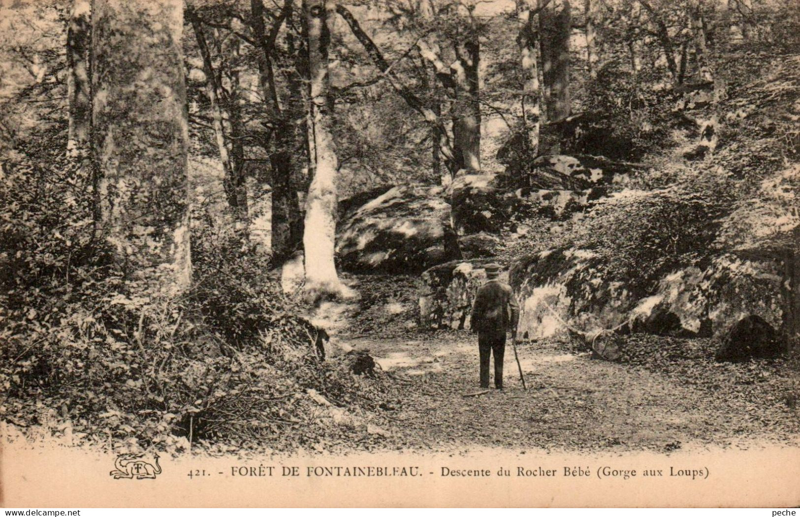 N°2952 W -cpa Forêt Fontainebleau -descente Du Rocher Bébé- - Fontainebleau