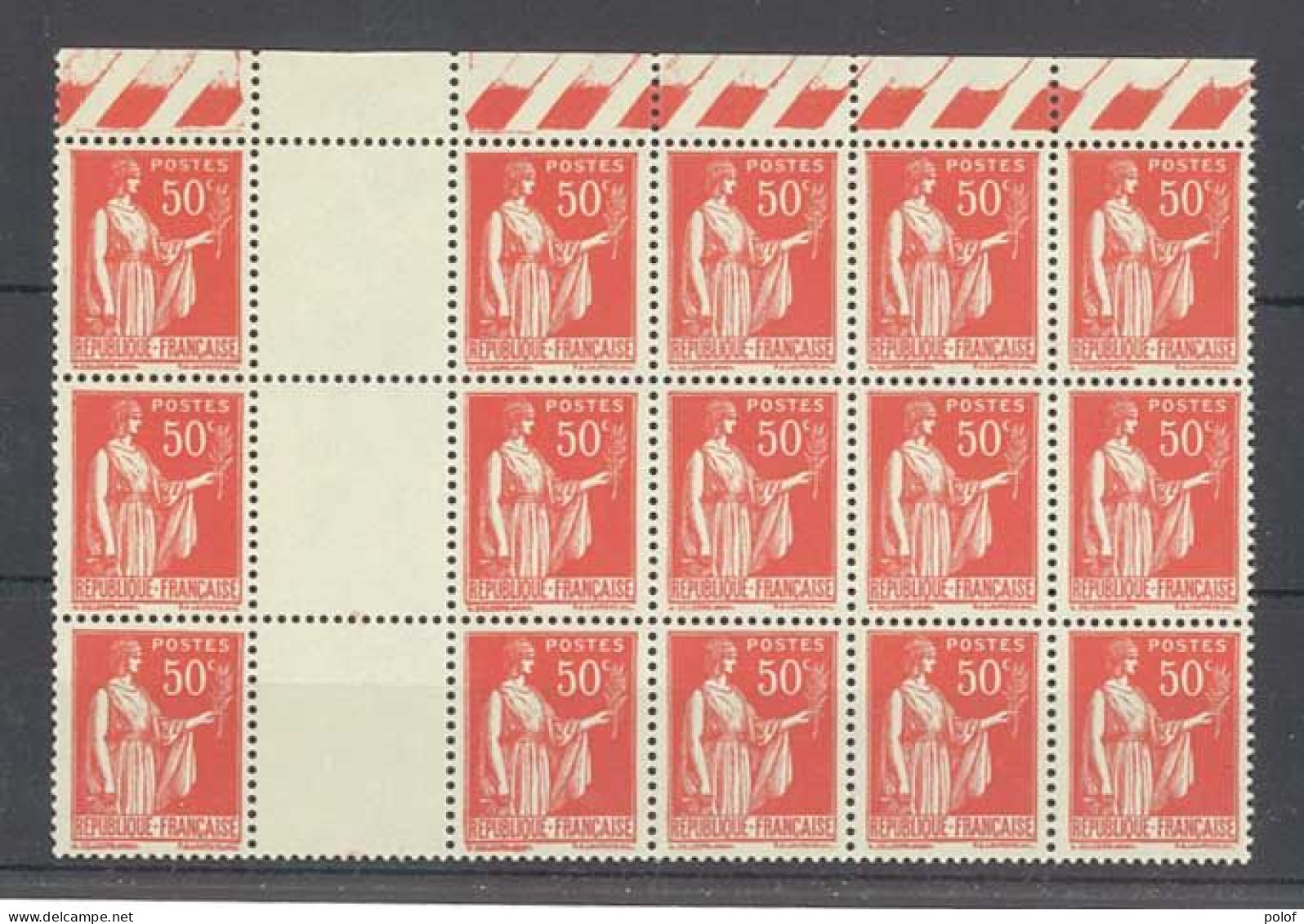 Yvert 283  - Bloc De 15 Timbres Type Paix Neufs Sans Traces De Charnières .- Bord De Feuille. - 1932-39 Paix