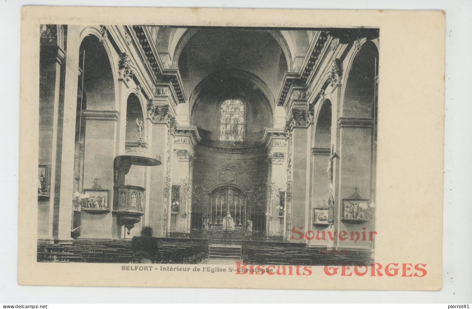 LOURDES - Intérieur De L'Eglise Saint Christophe - PUB BISCUITS GEORGES - Lourdes