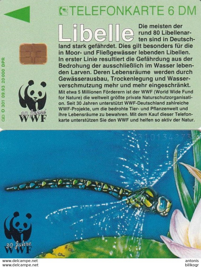 GERMANY - Insect, WWF/Dragon-fly(O 301), Tirage 20000, 12/93, Mint - O-Reeksen : Klantenreeksen